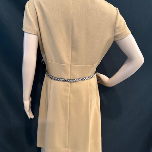 Eliza J Camel Dress with Leopard Print Belt – Size 12 - Picture 4 of 7